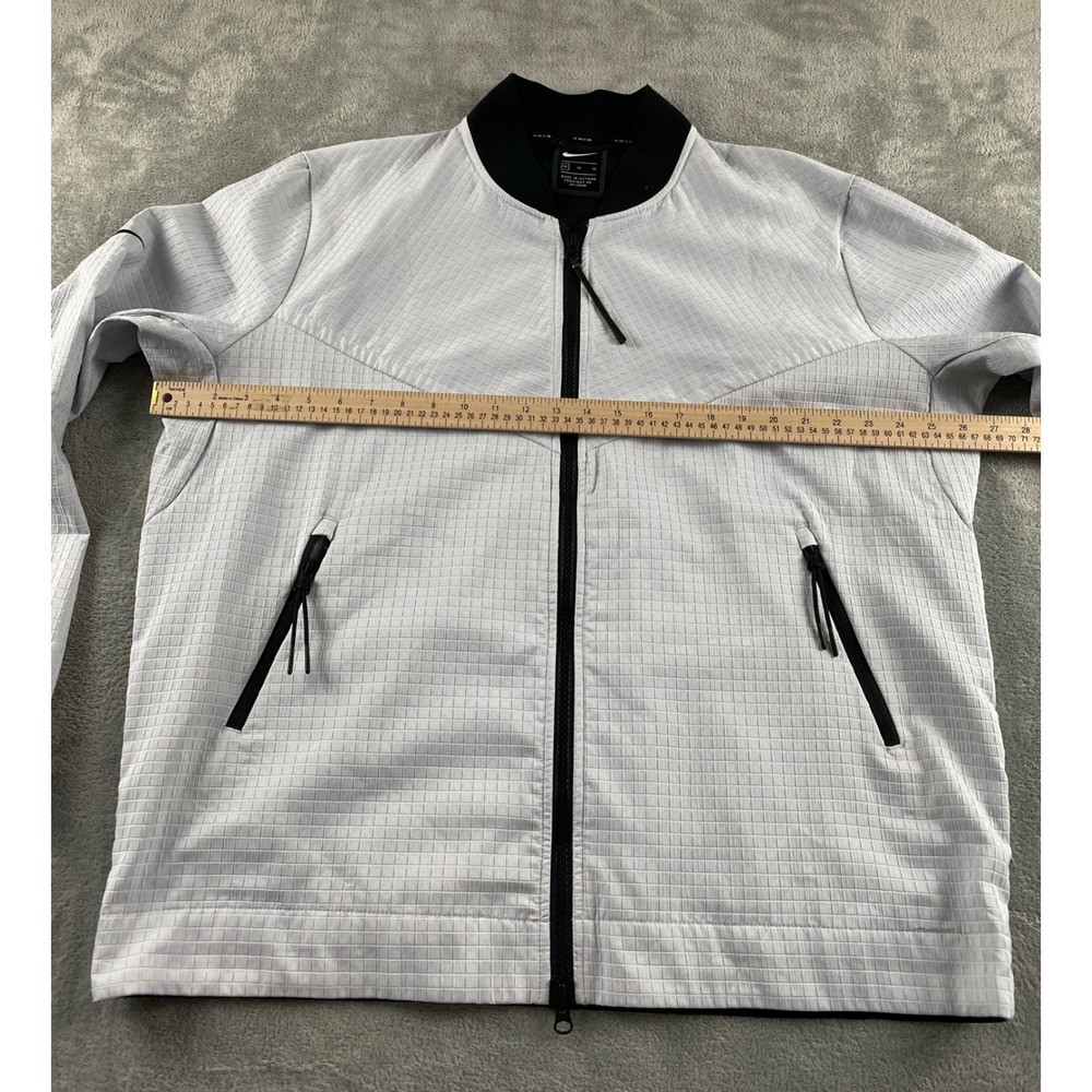 Nike Tech Pack Men XL Bomber Jacket Grey Grid Full Zip Textured Sportswear Coat - Picture 9 of 16